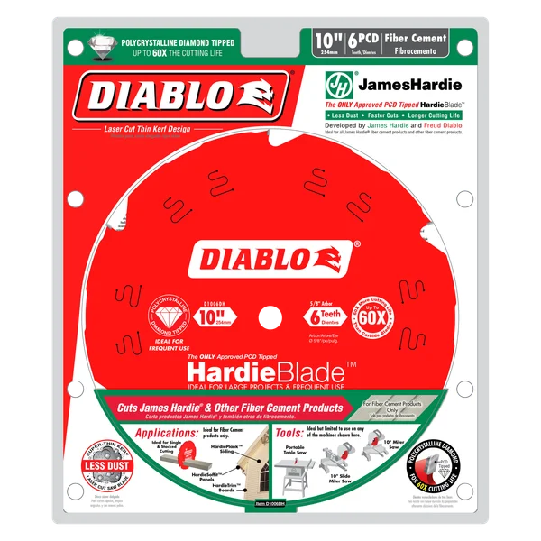 Diablo D1006DH 10" x 6-Teeth HardieBlade™ Saw Blade for Fiber Cement