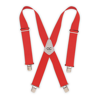 Custom Leather 110RED Heavy Duty Elastic Work Suspenders - Red
