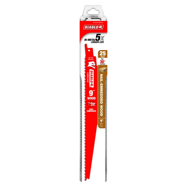 Diablo DS0912BW25 9" 4/6TPI Bi-Metal Reciprocating Saw Blade (25-pk)