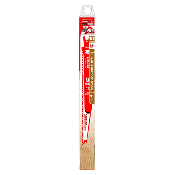 Diablo DS0906CWS10 9" 5/7 TPI Demo Demon™ Carbide Teeth Reciprocating Saw Blades (10-pk)