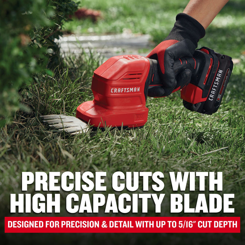 CRAFTSMAN V20* Cordless 2-in-1 8-Inch Hedge Trimmer and 4-Inch Grass Shear Kit with 1.5 Ah Battery and Charger - Reconditioned