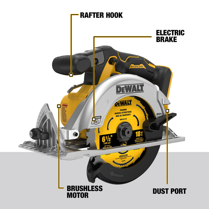 DEWALT 20V MAX* XR 6-1/2 in. Brushless Cordless Circular Saw (Tool Only) - Reconditioned