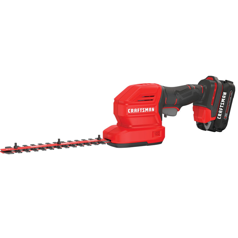 CRAFTSMAN V20* Cordless 2-in-1 8-Inch Hedge Trimmer and 4-Inch Grass Shear Kit with 1.5 Ah Battery and Charger - Reconditioned