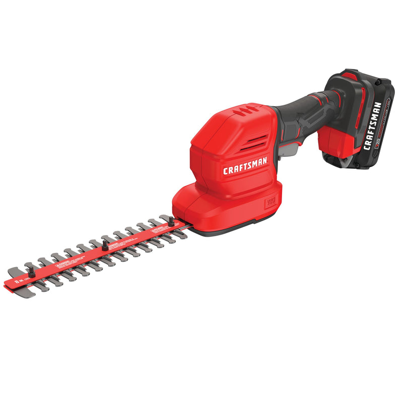 CRAFTSMAN V20* Cordless 2-in-1 8-Inch Hedge Trimmer and 4-Inch Grass Shear Kit with 1.5 Ah Battery and Charger - Reconditioned