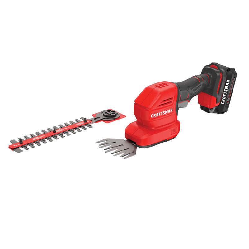 CRAFTSMAN V20* Cordless 2-in-1 8-Inch Hedge Trimmer and 4-Inch Grass Shear Kit with 1.5 Ah Battery and Charger - Reconditioned
