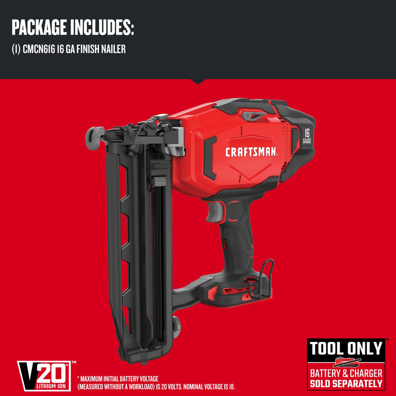 CRAFTSMAN V20* Cordless 16 Gauge Finish Nailer (Tool Only) - Reconditioned