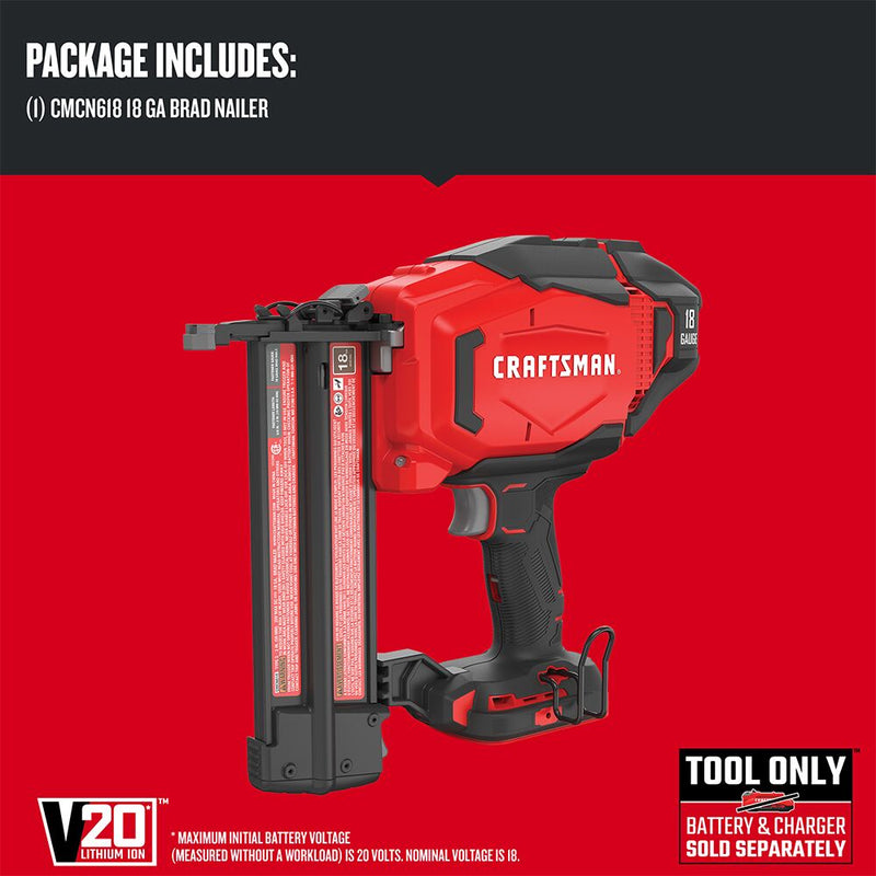 CRAFTSMAN V20* Cordless Brad Nailer (Tool Only) - Reconditioned