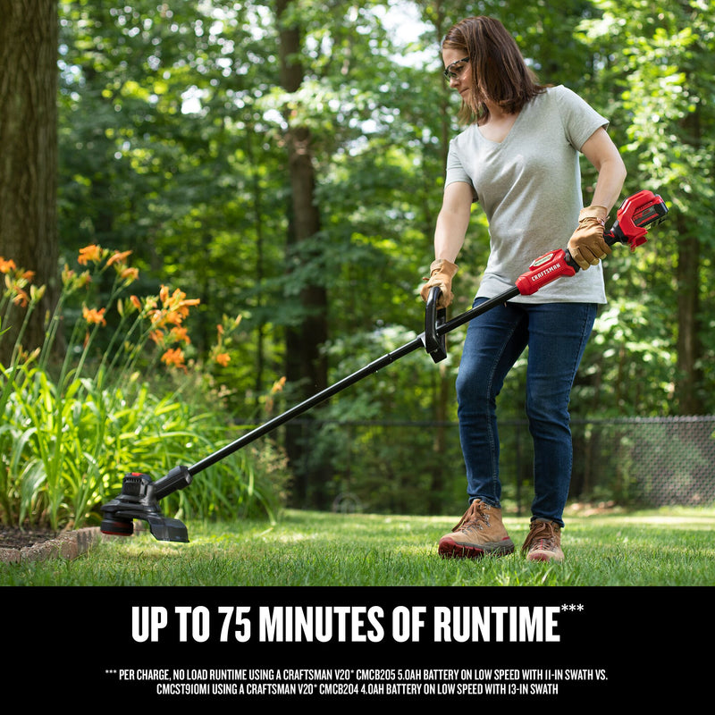 CRAFTSMAN V20* BRUSHLESS RP Cordless Adjustable String Trimmer with (1) 5.0ah Battery and Charger - Reconditioned