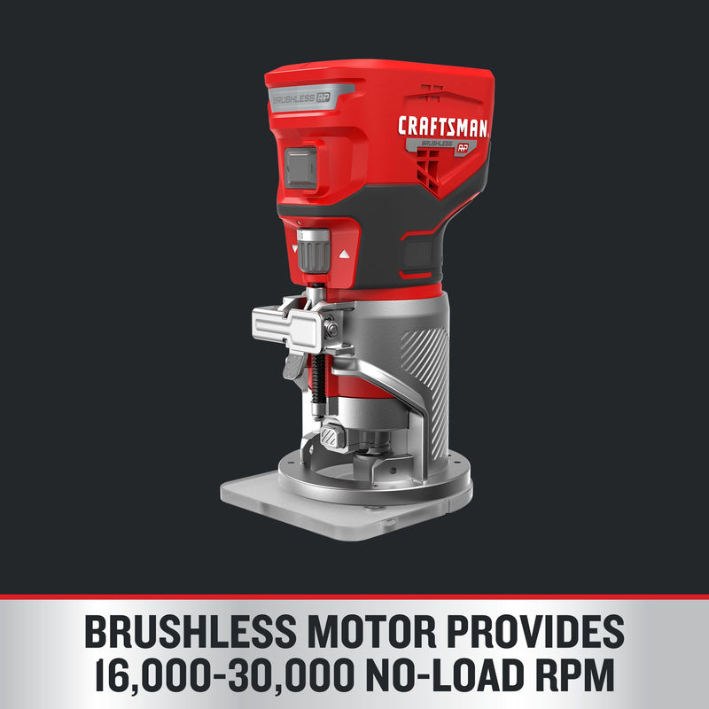 CRAFTSMAN V20* BRUSHLESS RP Cordless Fixed Base Router (Tool Only) - Reconditioned