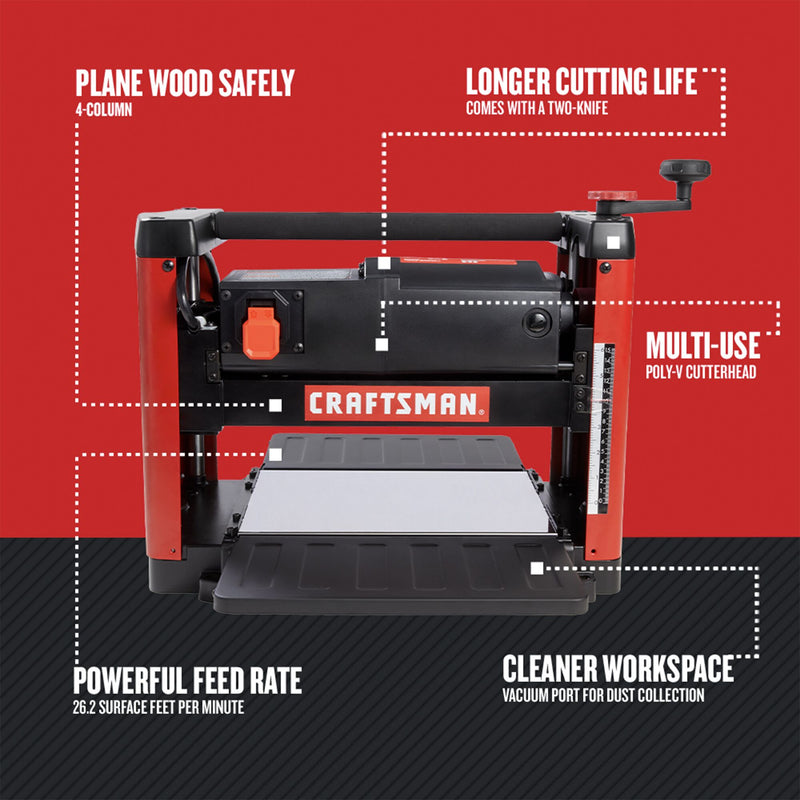 CRAFTSMAN Corded Electric Thickness Planer (15 Amp) - Reconditioned