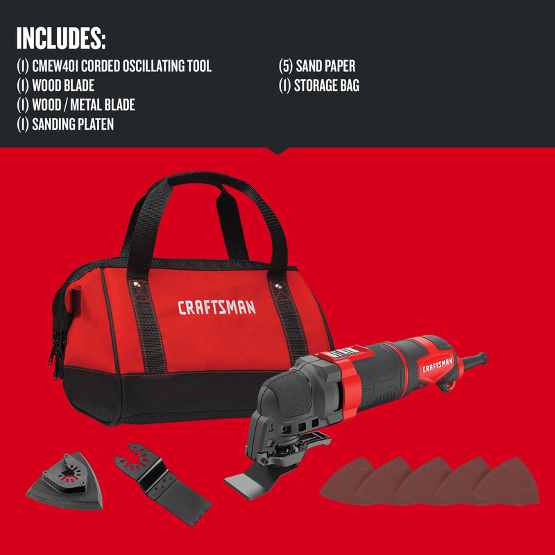 CRAFTSMAN Corded Electric Oscillating Tool Kit (3 Amp) - Reconditioned