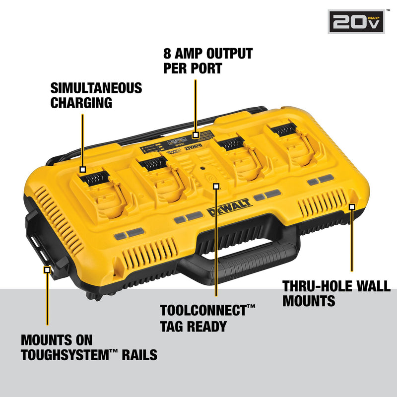 DEWALT 12V/ 20V/ 60V MAX* Multiport Simultaneous Fast Charger - Reconditioned