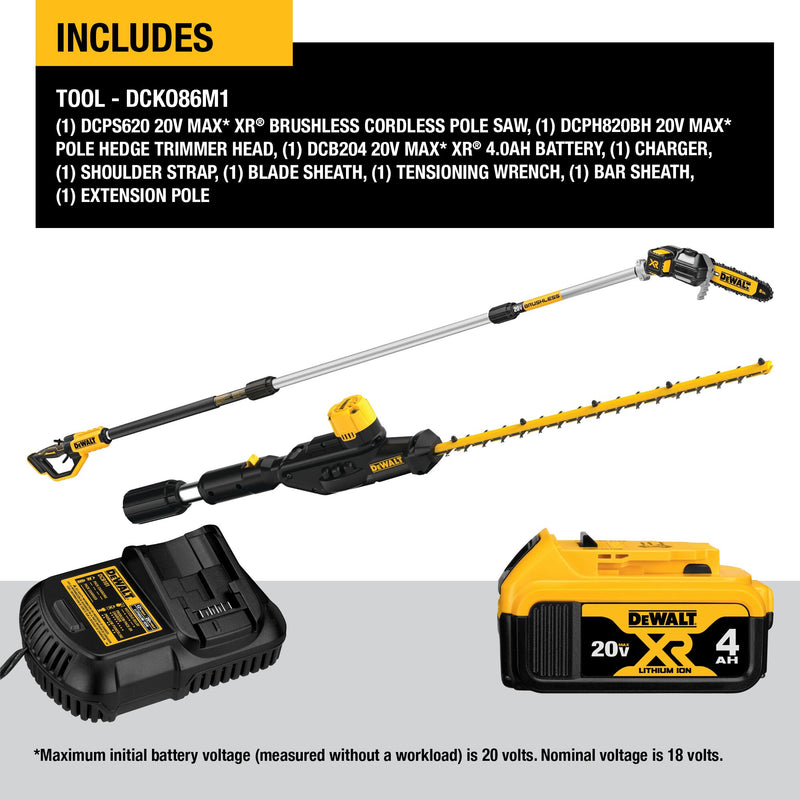 DEWALT 20V MAX* Brushless Cordless Pole Saw and Pole Hedge Trimmer Combo Kit - Reconditioned