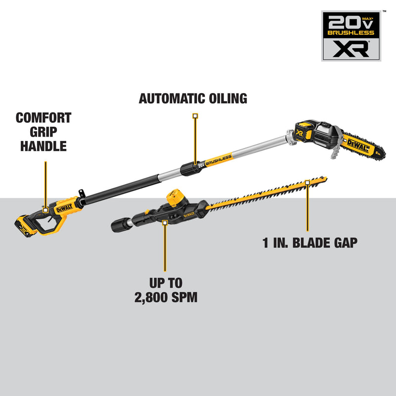 DEWALT 20V MAX* Brushless Cordless Pole Saw and Pole Hedge Trimmer Combo Kit - Reconditioned