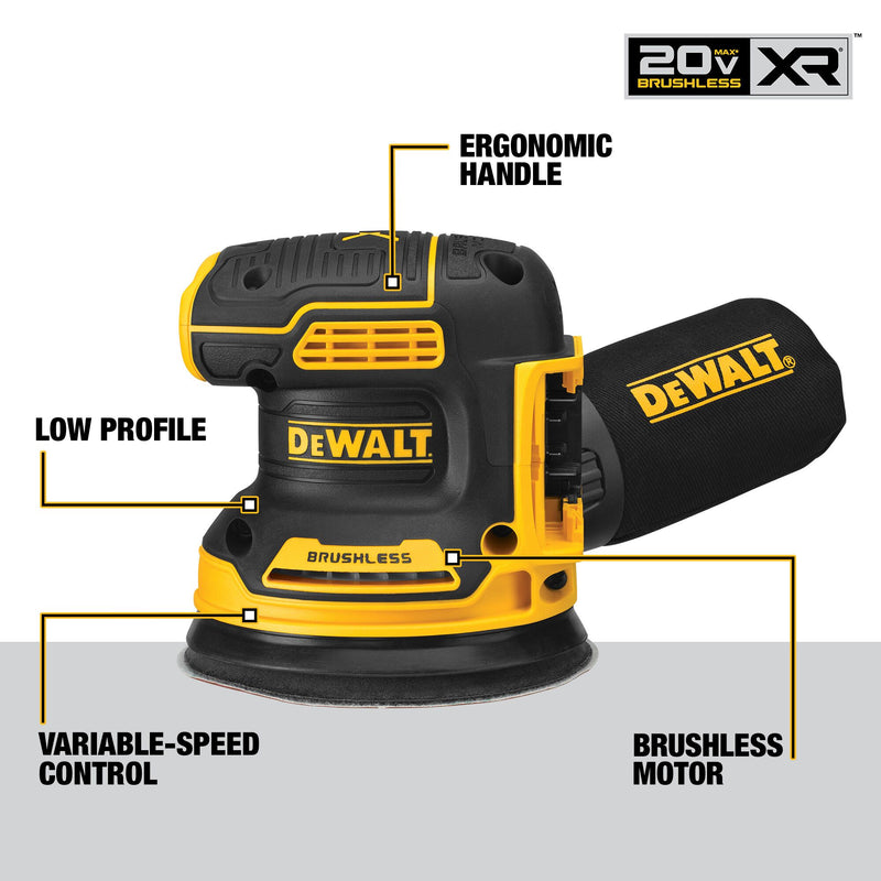 DEWALT 20V MAX* XR Brushless Cordless 5-in (127-mm) Variable Speed Random Orbital Sander (Tool Only) - Reconditioned