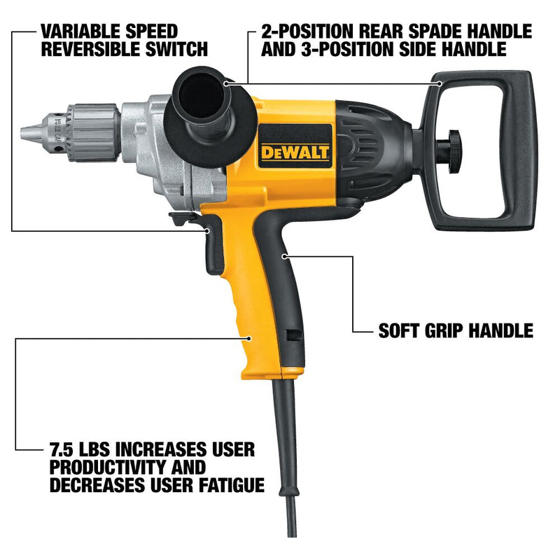 DEWALT Electric Drill, Spade Handle, 1/2-Inch, 9-Amp - Reconditioned