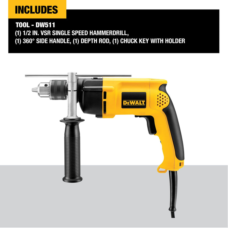 DEWALT 1/2 in. (13 mm) VSR Single Speed Hammer Drill - Reconditioned