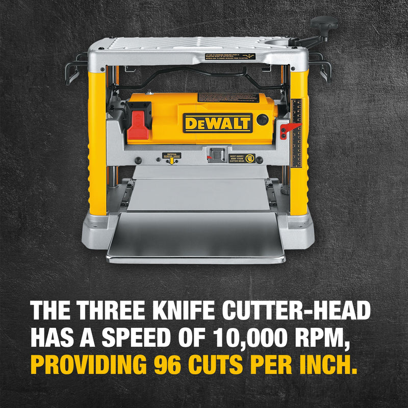 DEWALT 12-1/2-Inch (318mm) Corded Electric Thickness Planer with Three Knife Cutter-Head (15 Amp) - Reconditioned