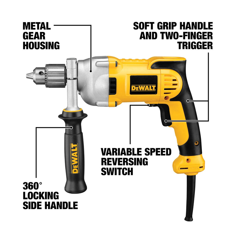 DEWALT 1/2-Inch (13mm) Corded Electric Drill, Pistol-Grip, 10-Amp - Reconditioned