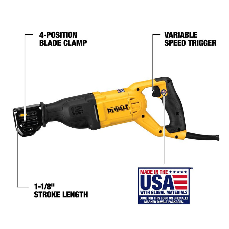 DEWALT 12 Amp Reciprocating Saw - Reconditioned