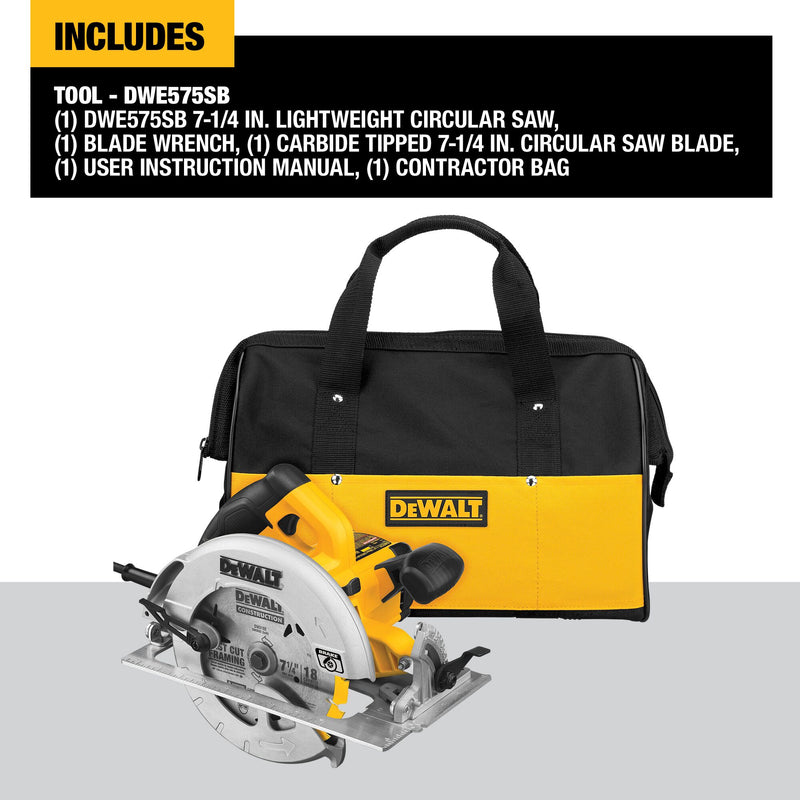 DEWALT 7-1/4 in. Lightweight Circular Saw With Contractor Bag (Tool Only) - Reconditioned