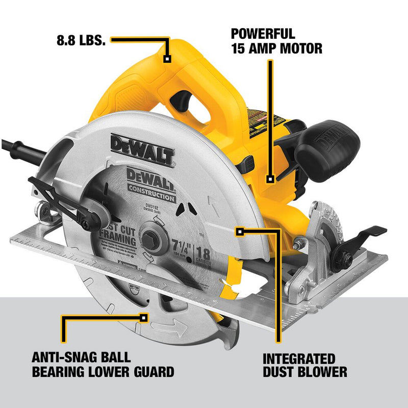 DEWALT 7-1/4-Inch Circular Saw, Lightweight, Corded - Reconditioned
