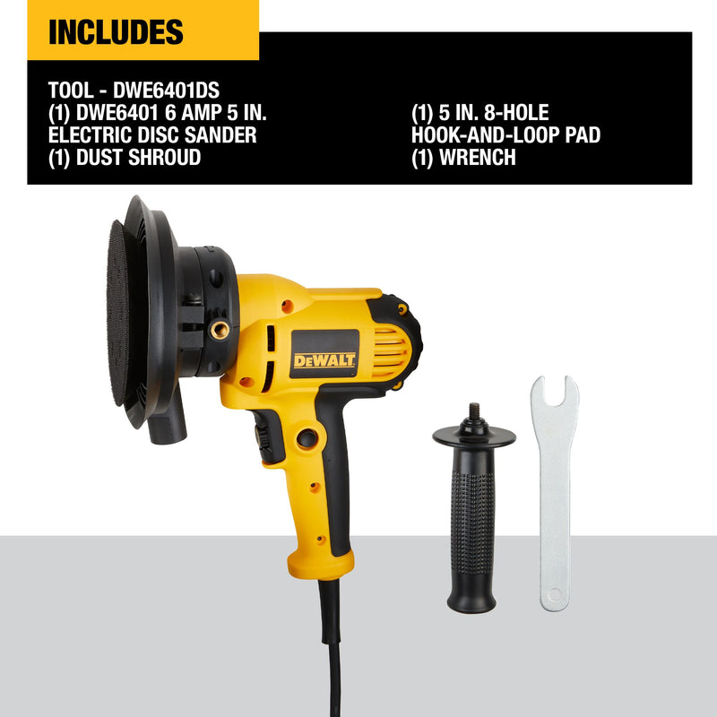 DEWALT Rotary Sander, Variable Speed, Dust Shroud, 5-Inch - Reconditioned