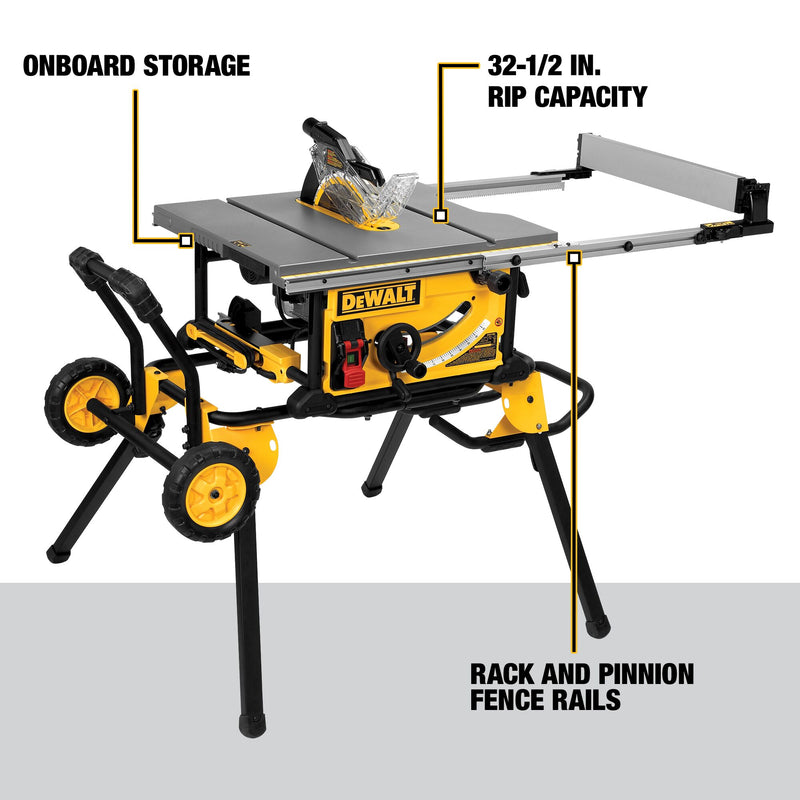 DEWALT 10 in. Jobsite Table Saw and Rolling Stand - Reconditioned