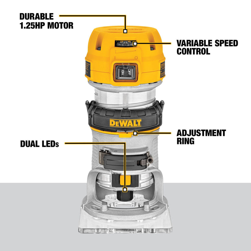 DEWALT 1-1/4 HP Max Torque Variable Speed Compact Router - Reconditioned