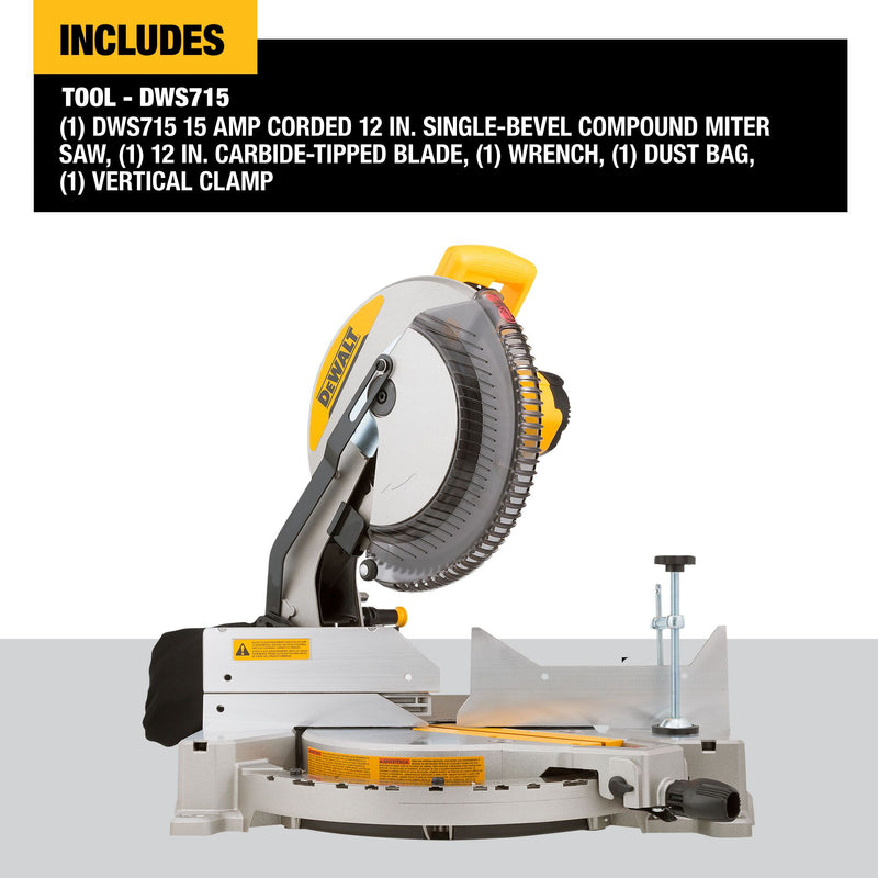 DEWALT 12-Inch Miter Saw, 15-Amp, Single Bevel, Compound - Reconditioned