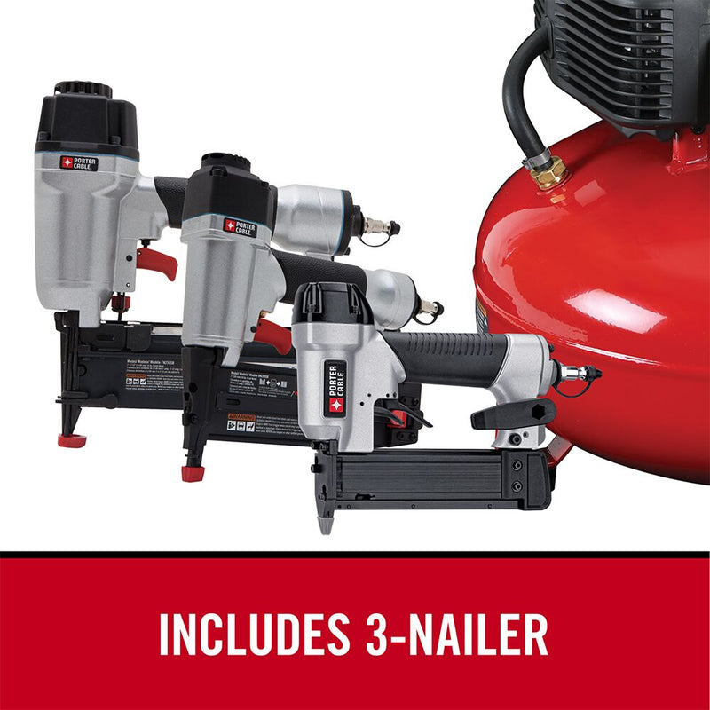 PORTER-CABLE 3-Nailer and Compressor Combo Kit - Reconditioned