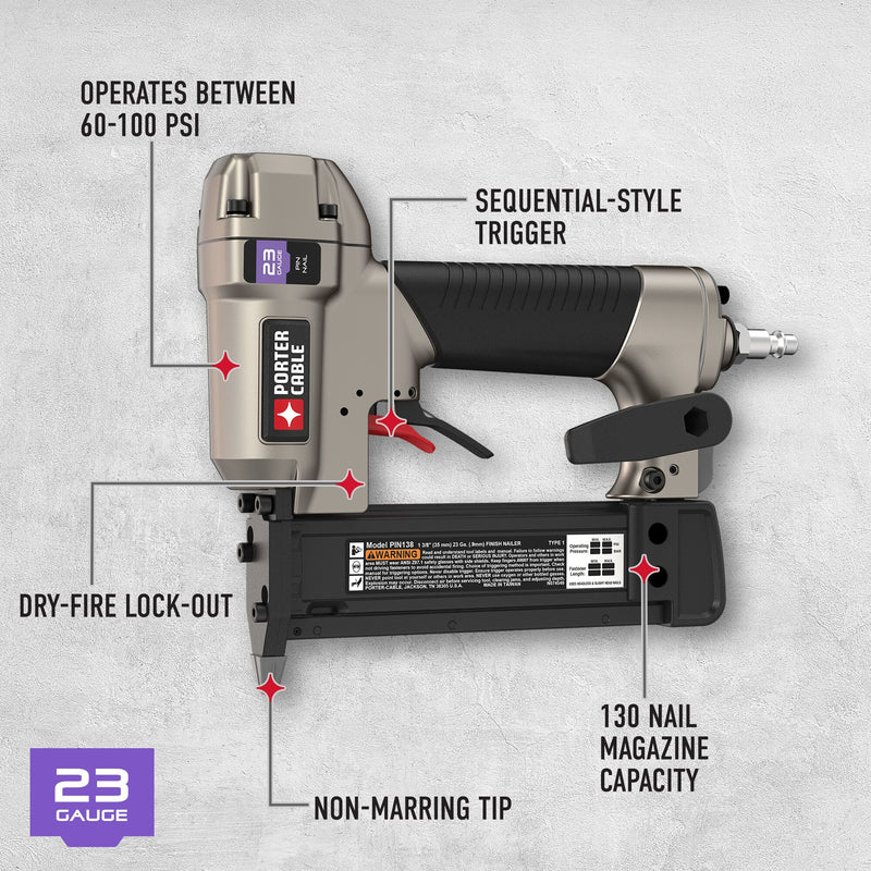 PORTER-CABLE Pin Nailer, 23- Guage, 1-3/8-Inch - Reconditioned
