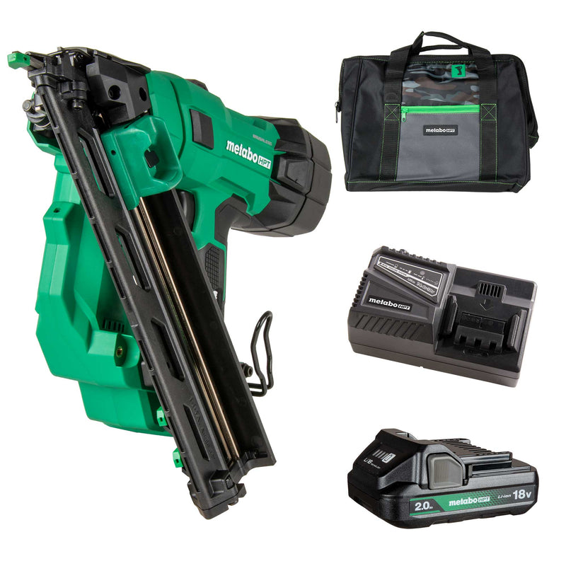 18V MultiVolt™ Brushless 15-Gauge Angled Finish Nailer (1x2.0Ah) Metabo HPT NT1865DAA