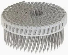 Coil Nails 2-1/4" x .099 Bright Screw Shank, 0-Degree, Plastic Sheet Coil Nails, (7.2M)