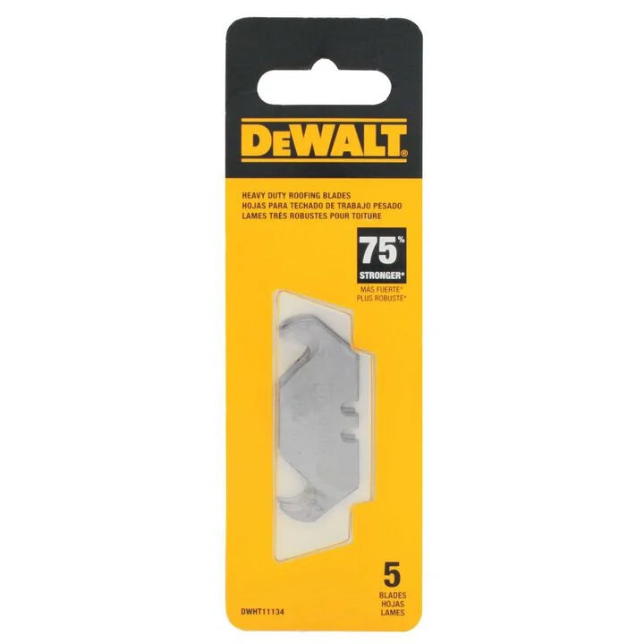 Dewalt DWHT11134 2-1/2" Bi-Metal Utility Knife Blade For Roofing, 5 Pieces