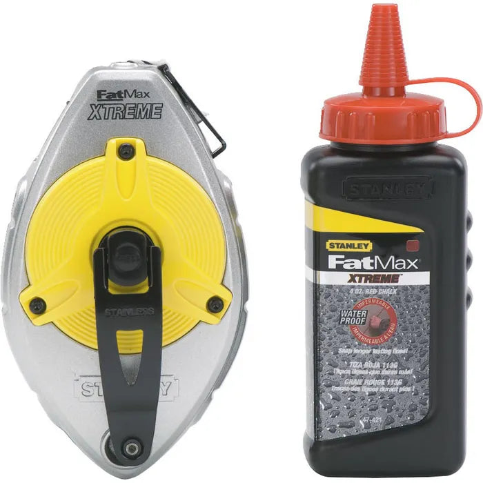 Stanley 47-487L Chalk Line Reel, 100 ft, Alum, w/Red Chalk